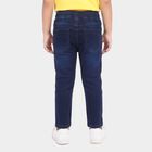 Boys' Navy Blue Drawstring Waist Jeans, Mid Blue, small