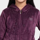 Girls Purple Hooded Neck Lounge Style Hipster Set, Purple, small