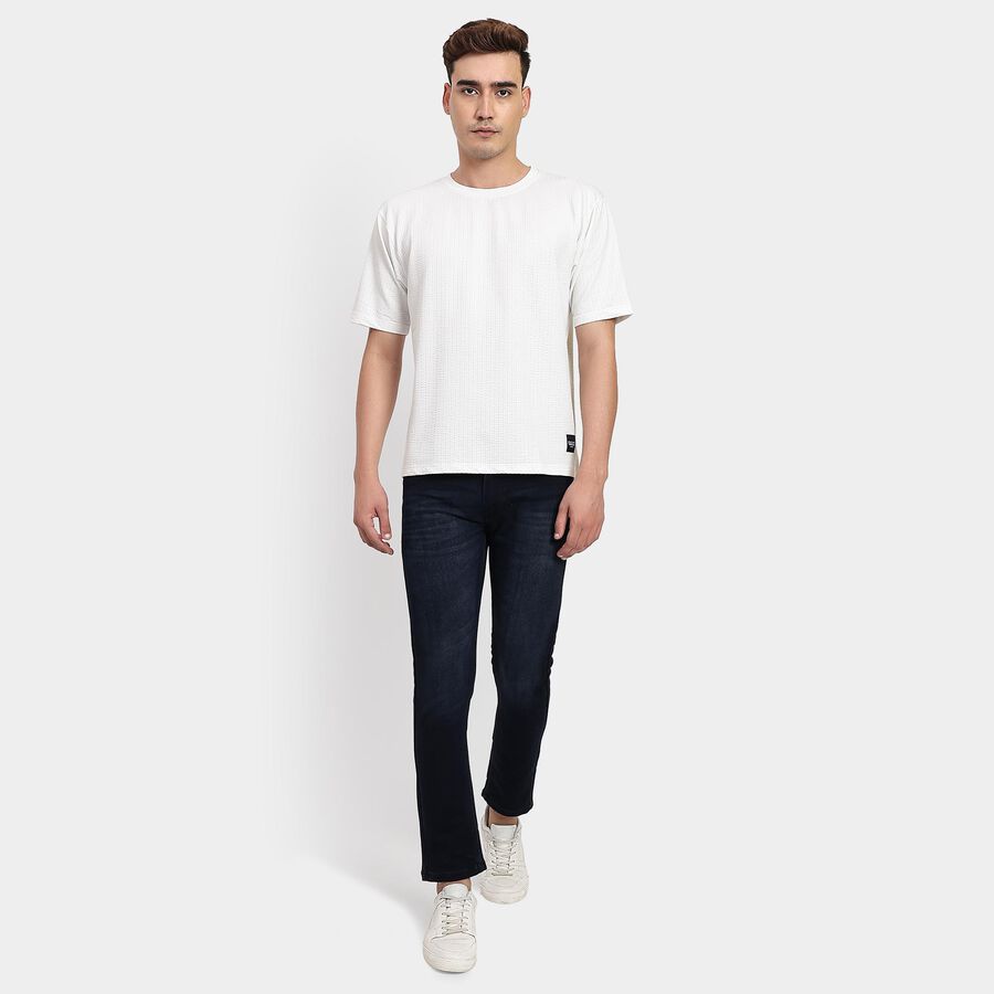 Men's Round Neck Half Sleeves T-Shirt, White, large image number null
