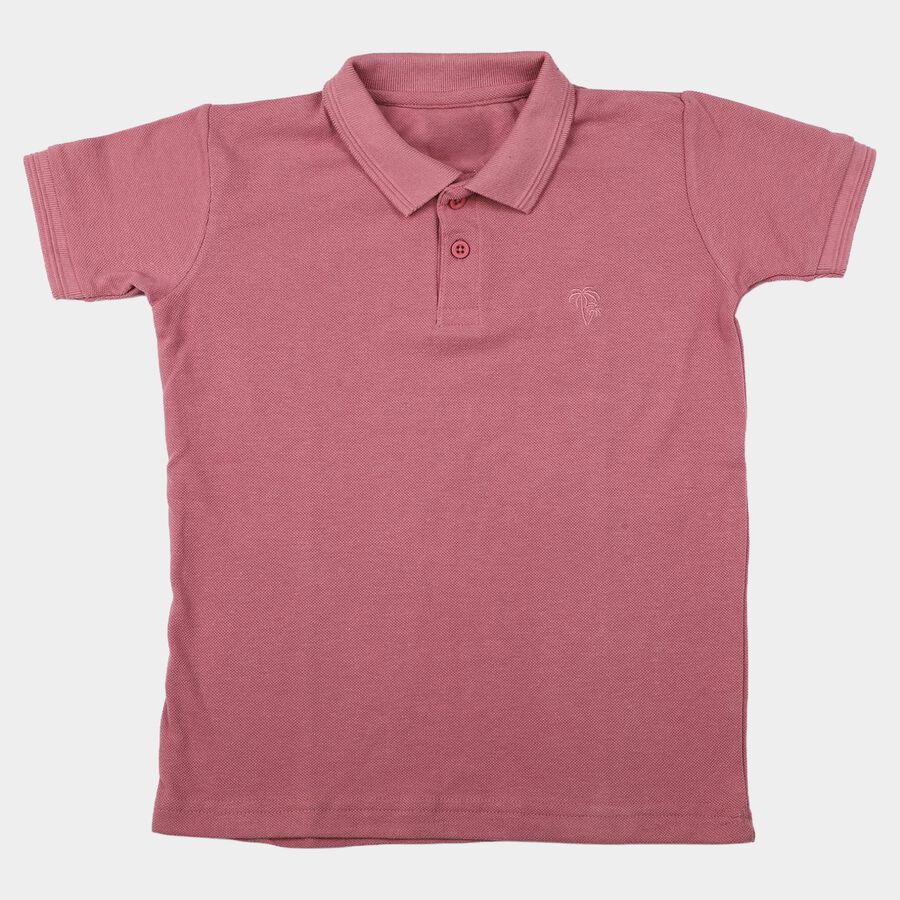 Boys Pink Polo Neck Polo Boys T-Shirt, गुलाबी, large