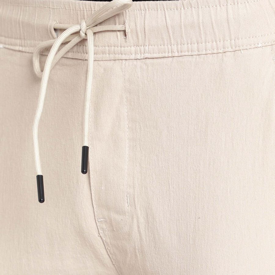 Solid Slim Fit Casual Trousers, Beige, large image number null