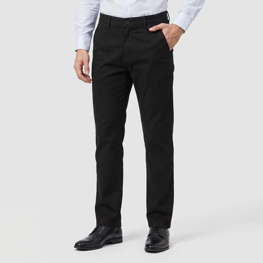 Men's Black Slim Fit Chino Trousers, Black, large