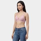 Women's Pink V-Neck Wireless Padded T-Shirt Bra, हल्का गुलाबी, small