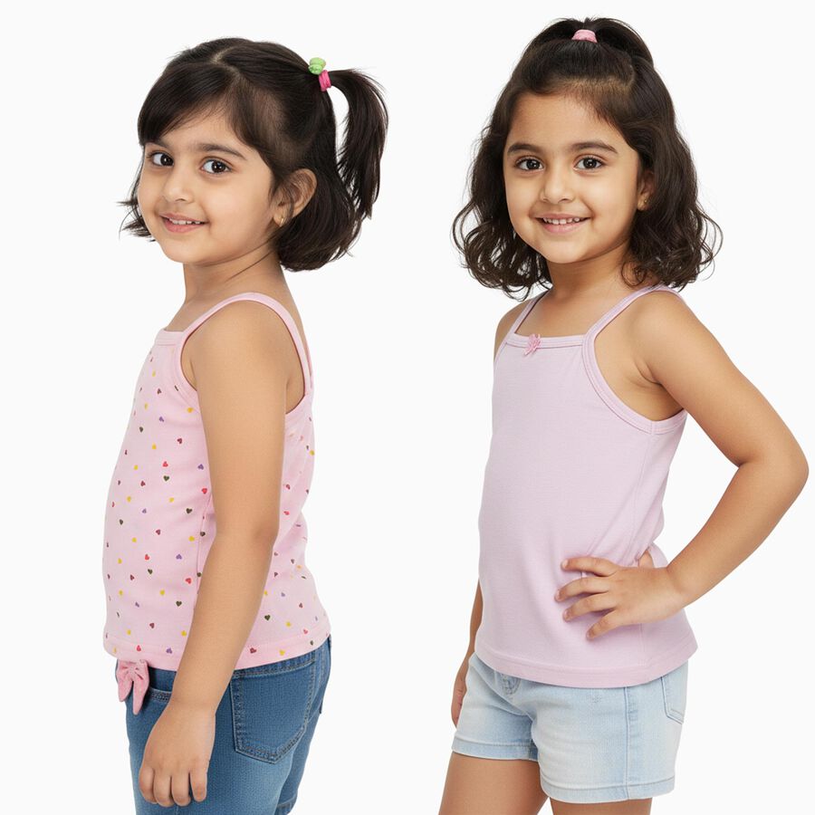 Girls' Pastel Pink Cotton Square Neck Casual Vest, लाइलेक, large image number null