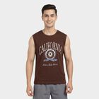 Men's Brown Cotton Crew Neck Casual T-Shirt, Brown, small