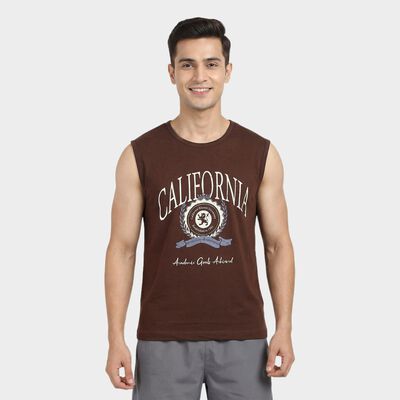 Men's Brown Cotton Crew Neck Casual T-Shirt