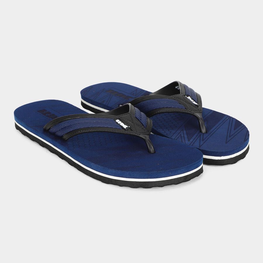 Men's Navy Blue Thong Strap Slip-On Flip-Flops, Navy Blue, large