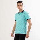 Men's Light Mint Green Cotton Polo Collar Casual T-Shirt, Light Green, small image number null
