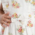 Girls' White Floral Printed Fit and Flare Frock, Off White, small