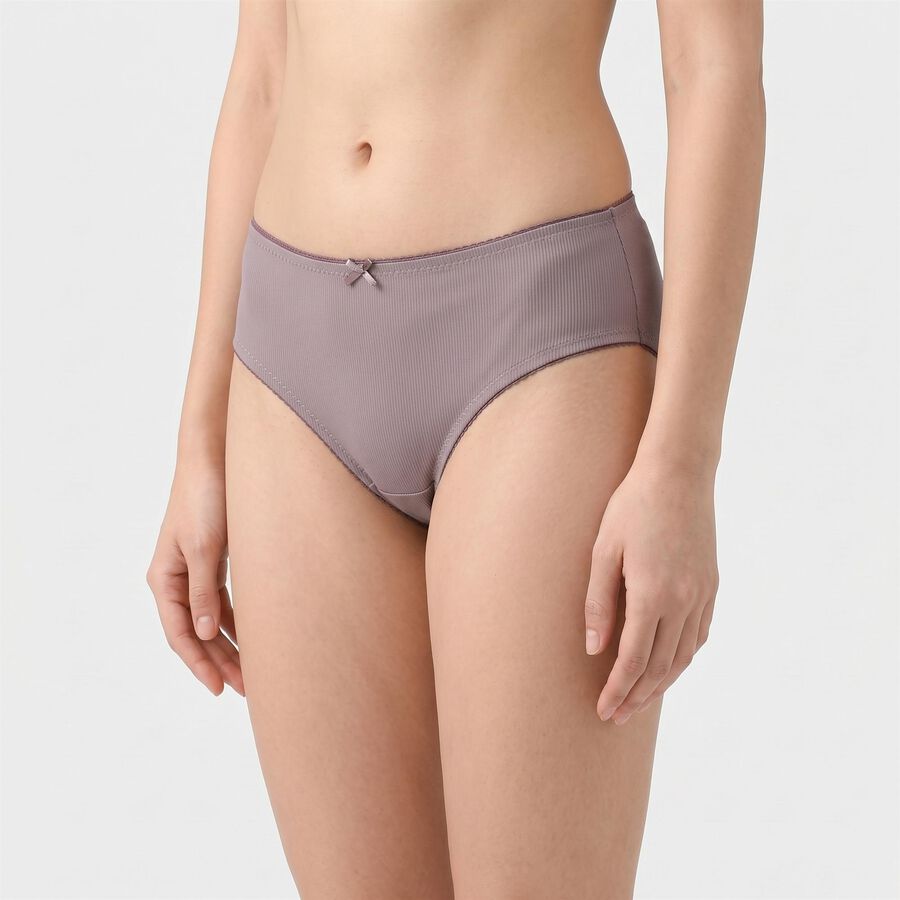 Women's Purple Regular Fit Ribbed Brief Panty, Purple, large