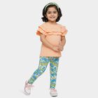 Girls Peach Cotton Round Neck Romantic T-Shirt, पीच, small