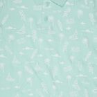 Boys Aqua Cotton Polo Collar Casual T-Shirt, Aqua, small