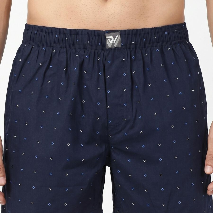Men's Navy Blue Relaxed Fit Printed Boxers, नेवी ब्लू, large
