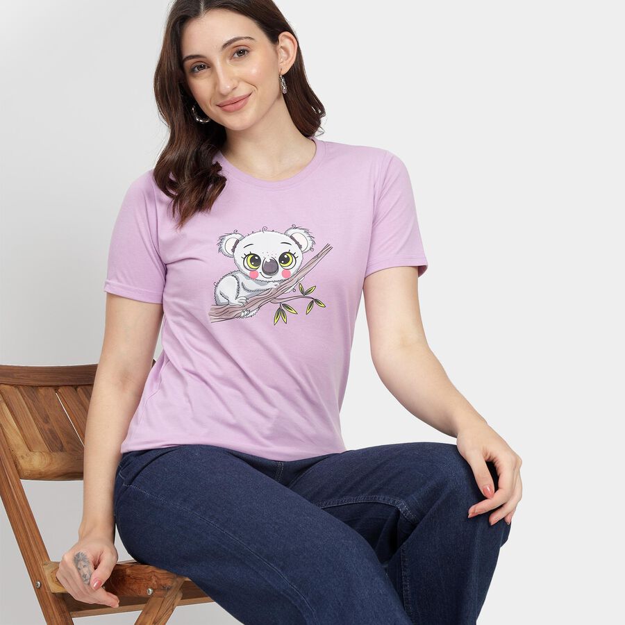 Ladies' Round Neck T-Shirt, लाइलेक, large image number null