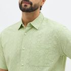 Men's Light Sage Green Cotton Half Sleeve Classic Casual Shirt, Light Green, small image number null