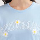 Ladies' Light Blue Cotton Crop-Length Round Neck T-Shirt, Light Blue, small image number null
