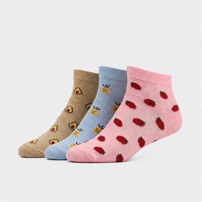Women's Assorted Regular Fit Novelty Print Pack of 3 Socks