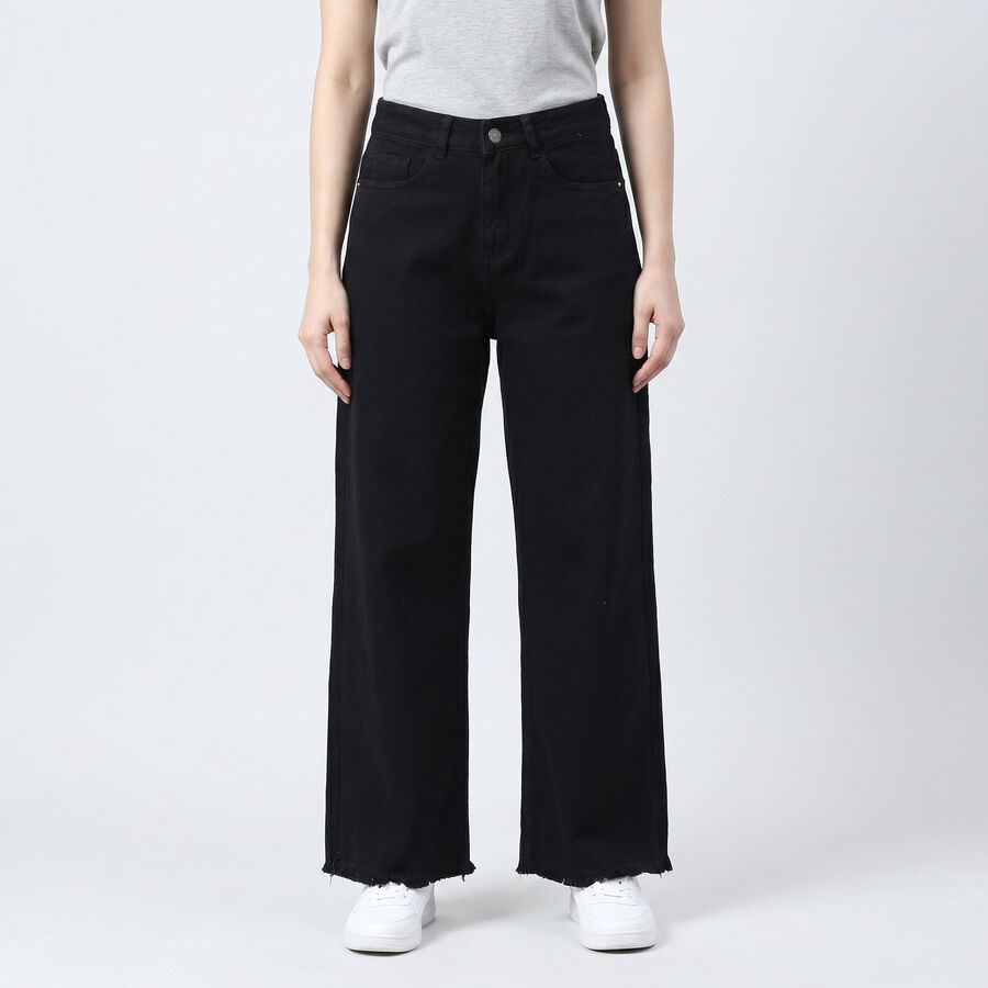 Women's Black Regular Fit Classic Jeans, Black, large