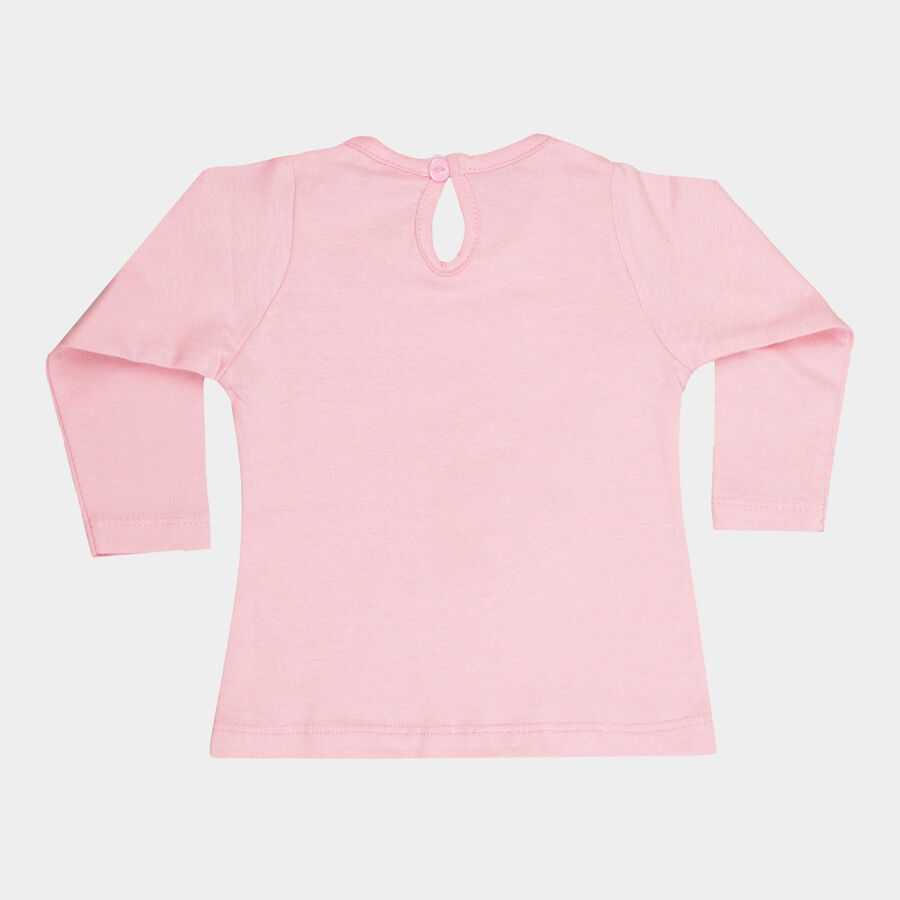 Infants Cotton Round Neck T-Shirt, Pink, large image number null