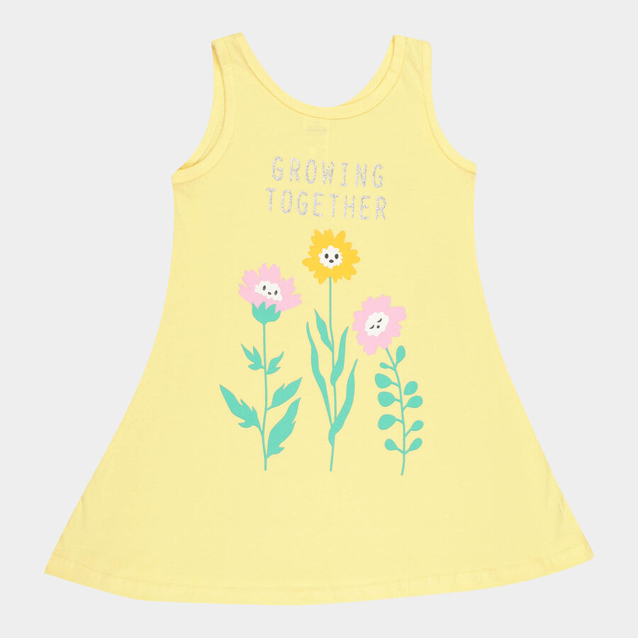 Girls Cotton Frock, Yellow, large image number null