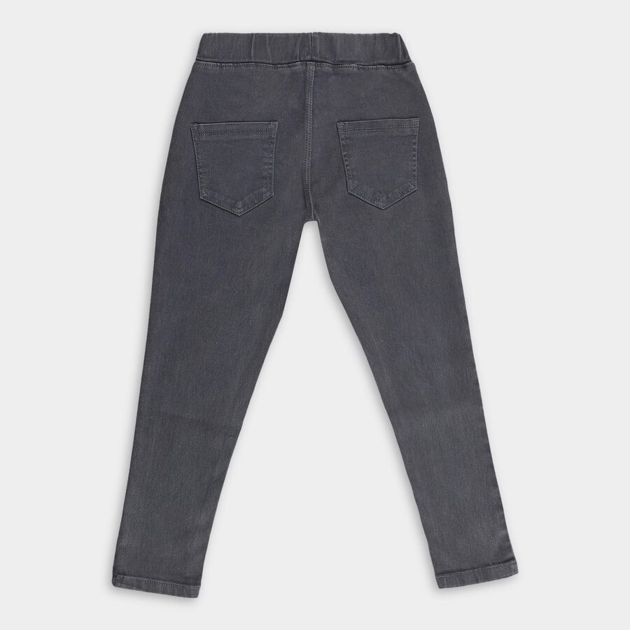 Girls Charcoal Grey Skinny Fit Rhinestone Jeans, Light Grey, large image number null