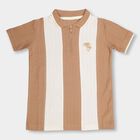 Boys Beige Cotton Polo Neck Casual T-Shirt, Brown, small