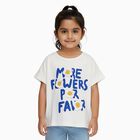 Girls' White Cotton Round Neck Casual T-Shirt, सफ़ेद, small image number null