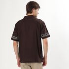 Men's Deep Brown Cotton Cuban Collar Casual Shirt, Brown, small