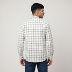 Men's White Cotton Long Sleeves Spread Collar Shirt, White, small
