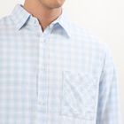 Men's Light Powder Blue Cotton Spread Collar Casual Shirt, हल्का नीला, small image number null