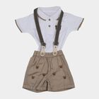 Infants' Beige Cotton Polo Neck Embroidered Baba Suit, गहरा पीला, small