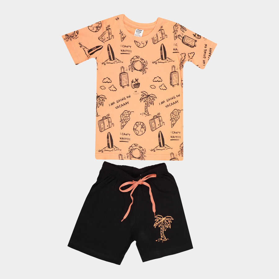 Boys Cotton Baba Suit, Orange, large image number null