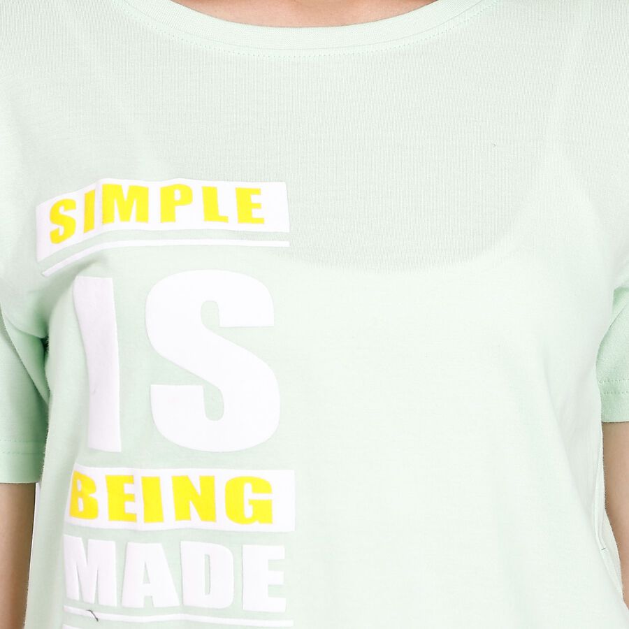 Ladies' Cotton Round Neck T-Shirt, Light Green, large image number null