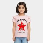 Girls' Light Pink Cotton Round Neck Casual T-Shirt, हल्का गुलाबी, small image number null