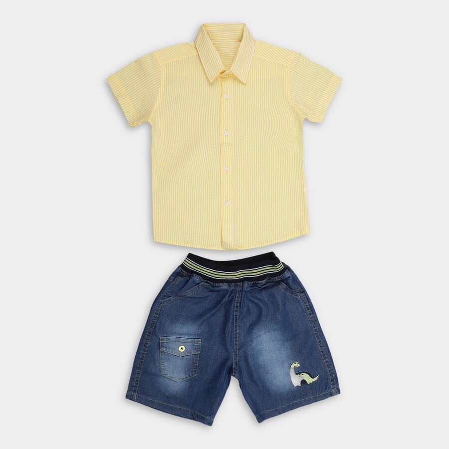 Boys' 100% Cotton Woven Baba Suit, Yellow, large image number null
