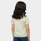 Girls Yellow Cotton Round Neck Casual T-Shirt, पीला, small