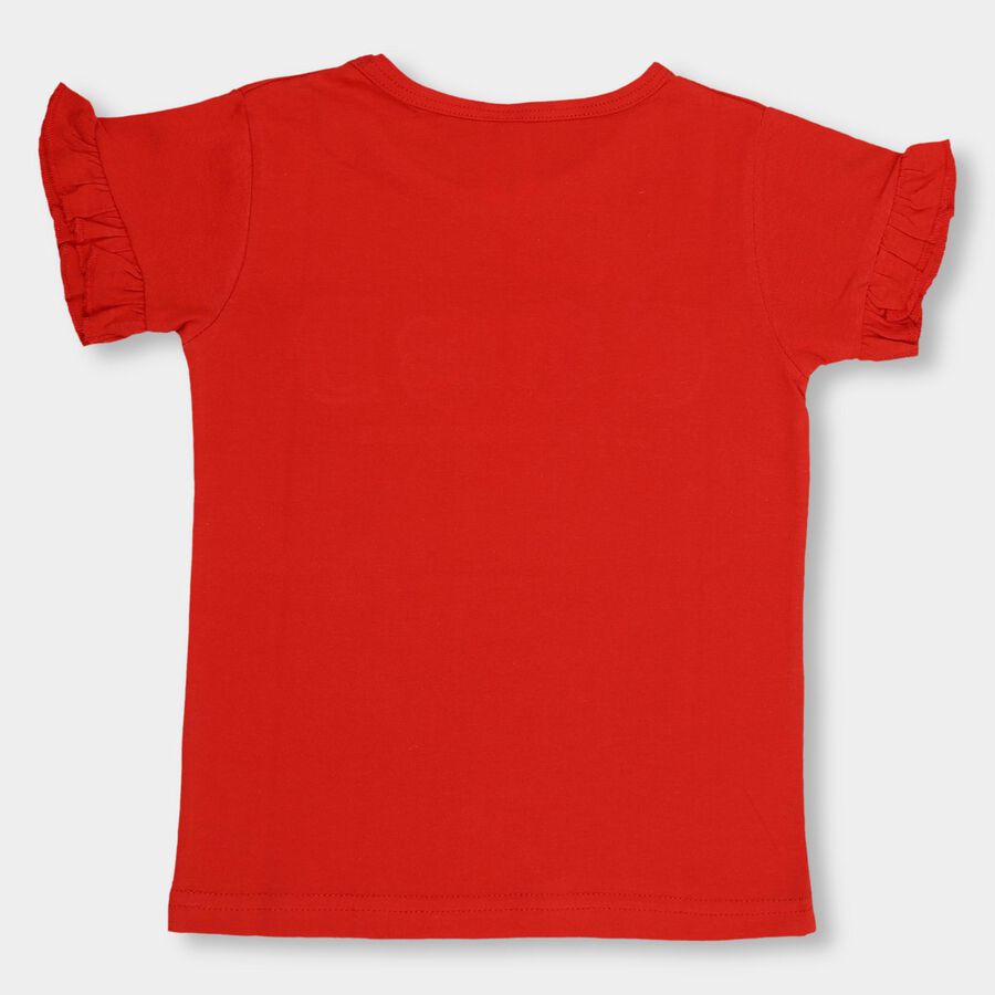 Girls' 100% Cotton T-Shirt, Red, large