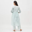 Women's Light Powder Blue Notch Neck Embroidered Kurta, Light Blue, small image number null