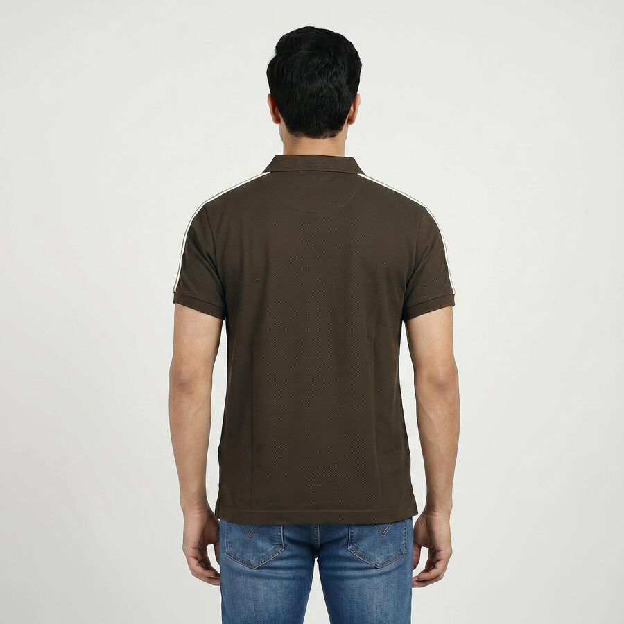 Men's Olive Green Collared Casual T-Shirt, Olive, large