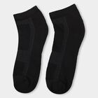 Men's Dark Charcoal Black Ankle Fit Motif Sports Socks Pack of 3, Black, small