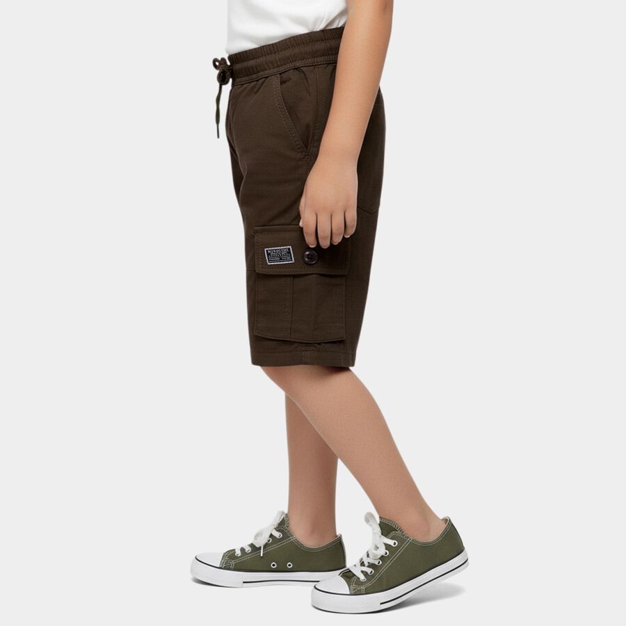 Boys' Olive Regular Fit Elastic Waist Bermuda Shorts, Olive, large