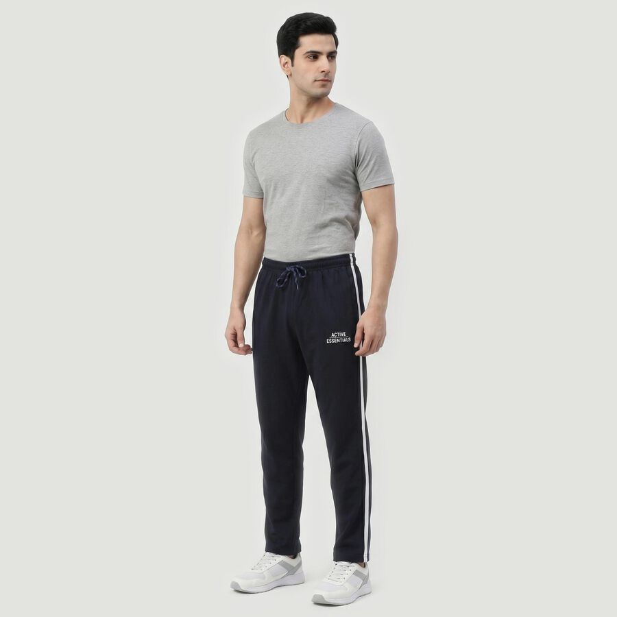 Men's Navy Blue Regular Fit Solid Track Pants, नेवी ब्लू, large