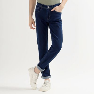 Women's Deep Midnight Navy Blue Straight Fit Classic Jeans