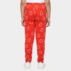 Girls' Red Straight Fit Heart Printed Pyjama, लाल, small