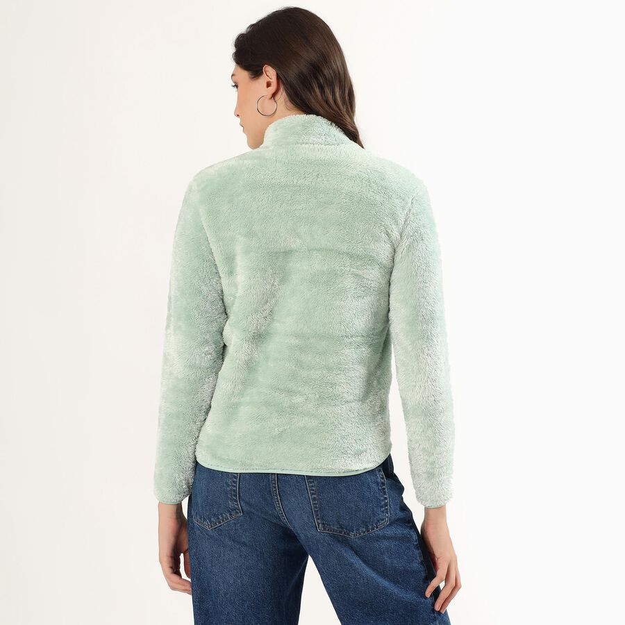 Women's Light Sage Green High Neck Casual Sweatshirt, Light Green, large image number null