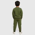 Boys' Olive Round Neck Graphic Baba Suit, ओलिव, small image number null