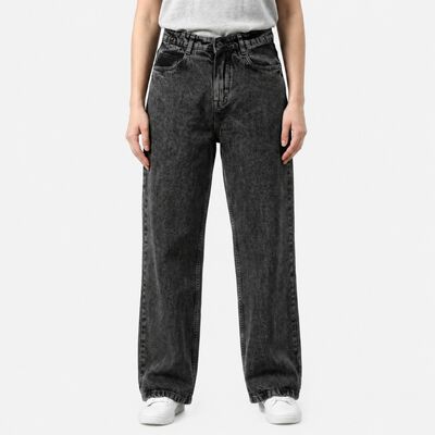 Women's Dark Grey Straight Fit Washed Jeans