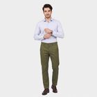 Men's Olive Green Slim Fit Chino Trousers, Olive, small
