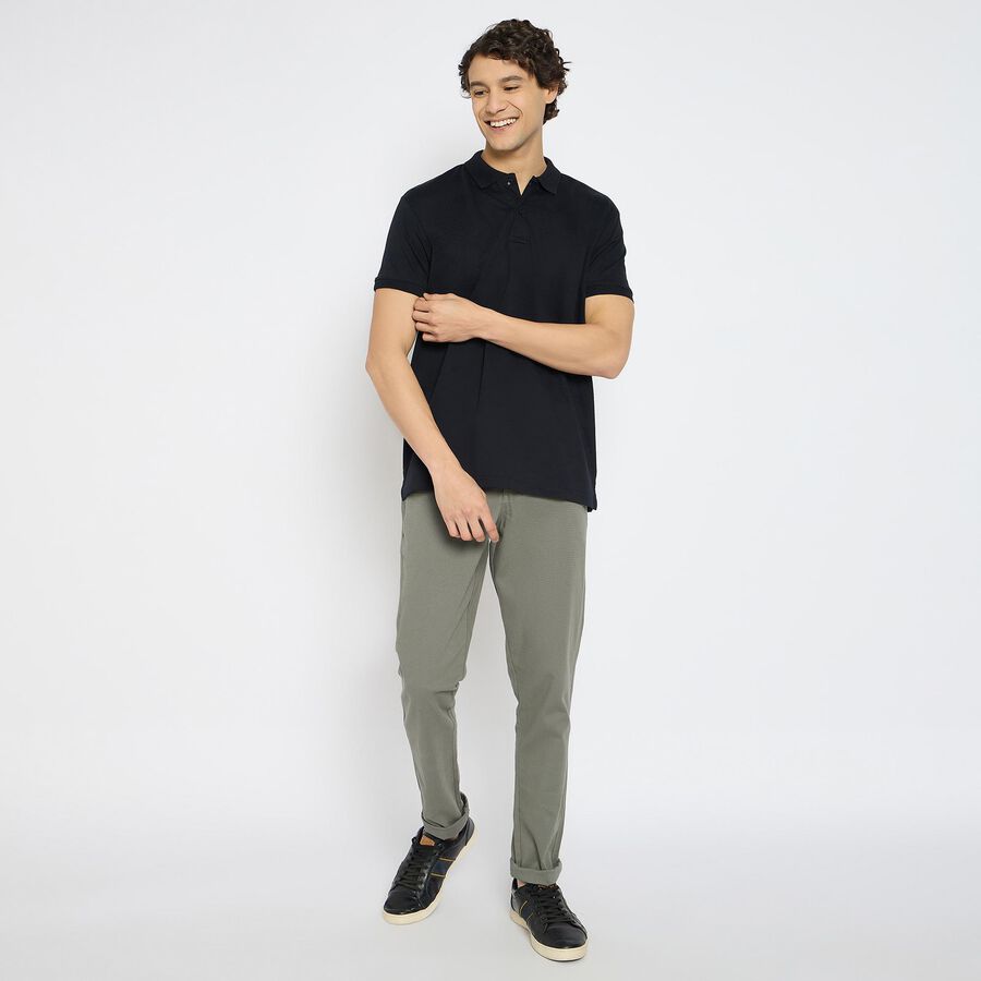 Men's Slim Fit Casual Trousers, गहरा हरा, large image number null