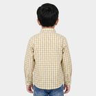 Boys Beige Cotton Checked Regular Fit Shirt, गहरा पीला, small